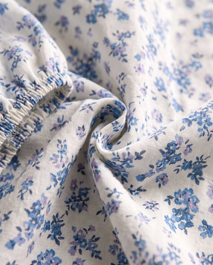 Floral Square Collar Summer Dress - closeup