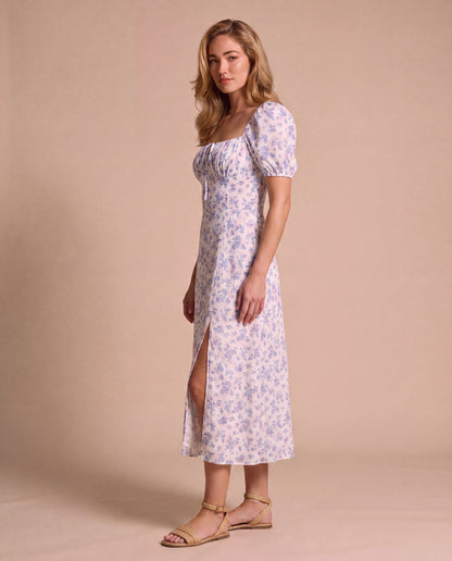 Floral Square Collar Summer Dress - side